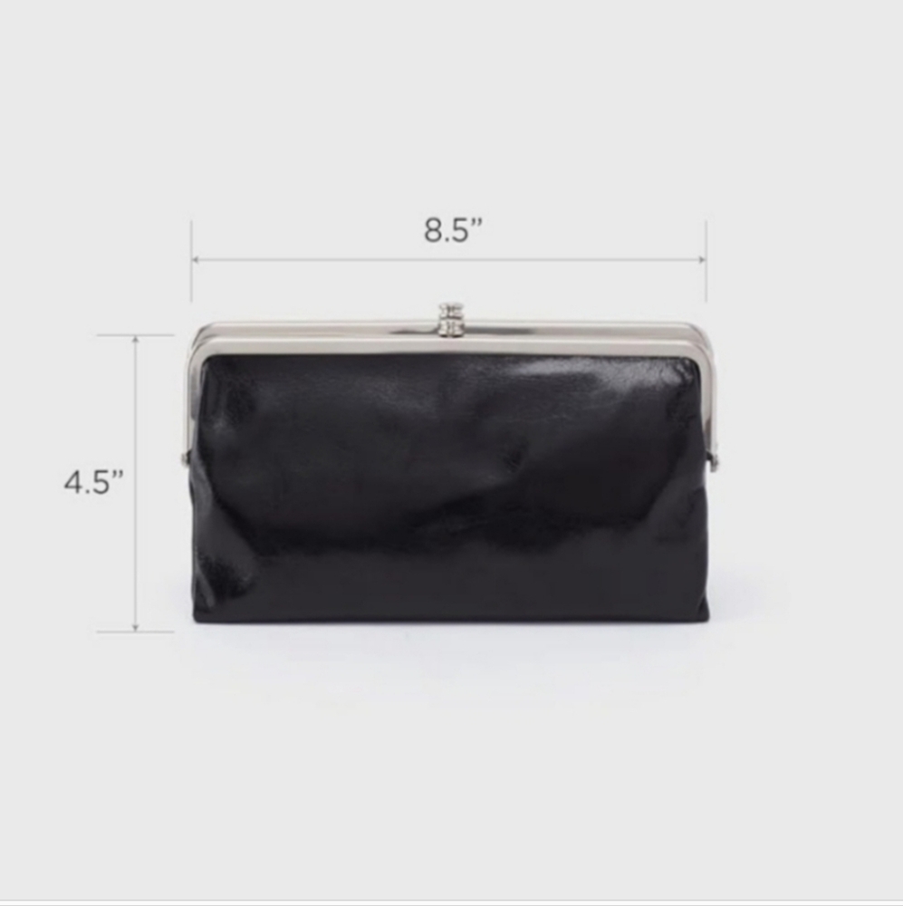 Women's HOBO "Lauren" Wallet Clutch Purse Black Patent Leather - Picture 12 of 13